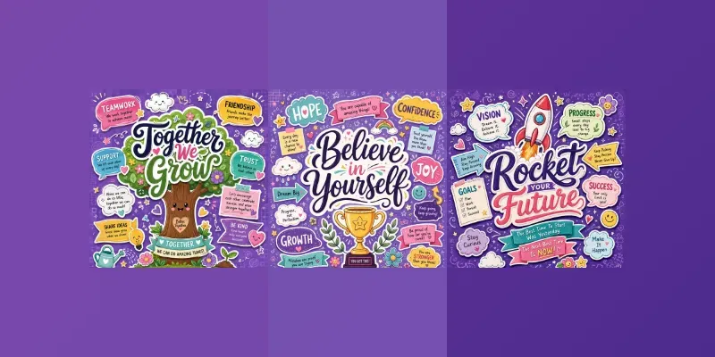 Cute Motivational Doodle Posters generated by undefined