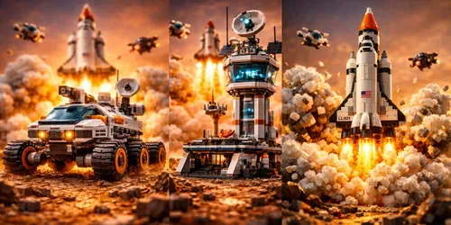 Lego Cinematic Rocket Launches generated by chatgpt-image