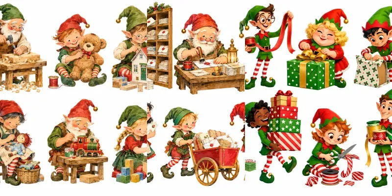 Christmas Elf Character Art Sets
