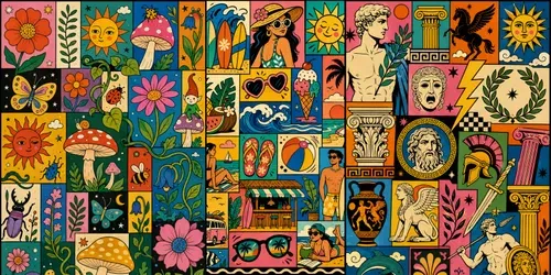 Retro Pop Art Patchwork Illustration Gens generated by chatgpt-image