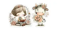 Romantic Cottage Peony Stickers Clipart midjourney prompt mini thumbnail