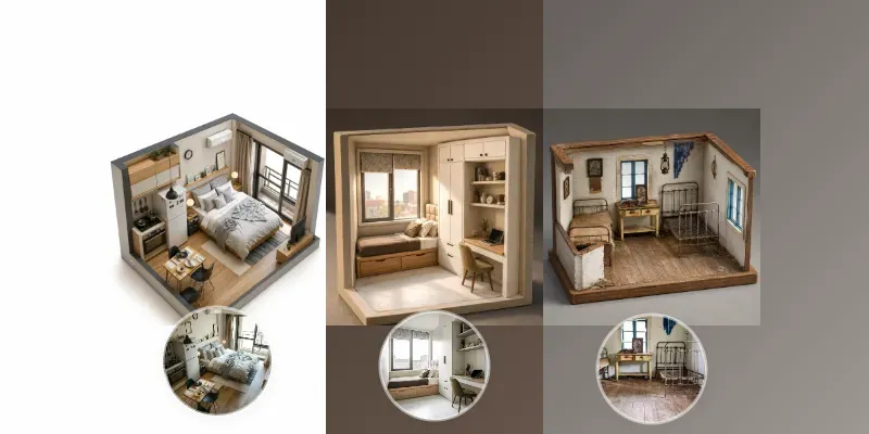Room Photos To 3d Miniature Twins generated by undefined