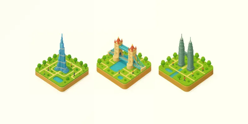 Miniature World Landmark 3d Isometric generated by undefined