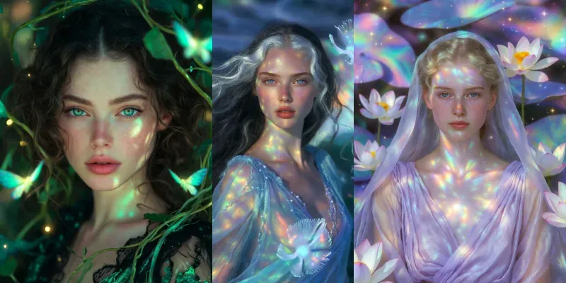 Iridescent Mystic Wellness Goddesses generated by undefined