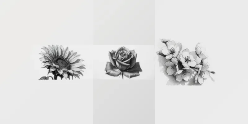 Realistic Monochrome Botanical Sketches generated by undefined