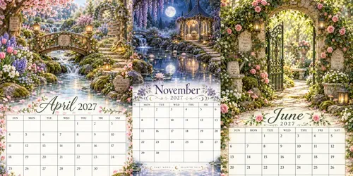 Fairy Garden 2027 Calendar Pages generated by chatgpt-image