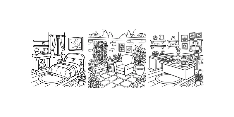 Cozy Scene KDP Coloring Page Scenes generated by undefined