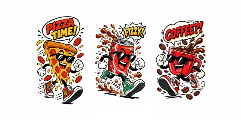Retro Cartoon Mascot Sticker Art