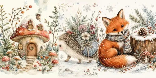 Whimsical Winter Watercolor Folk Art generated by chatgpt-image