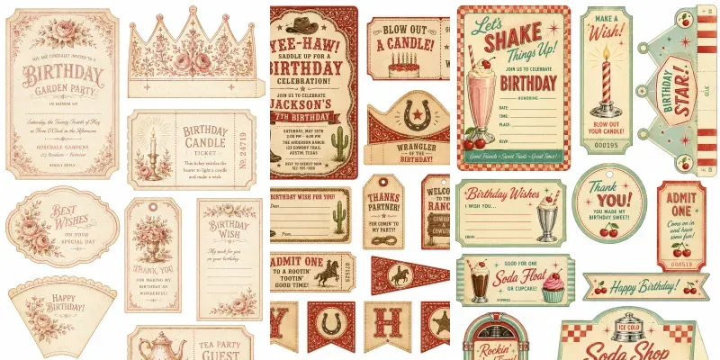Vintage Birthday Party Ephemera generated by undefined