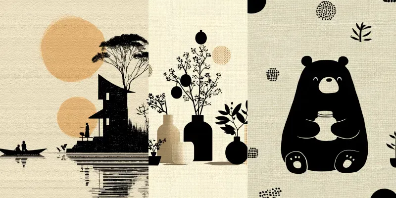 Ink Folk Minimal Cozy Cute Art generated by undefined