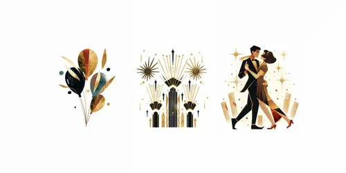 Retro New Year Ephemera Clipart generated by midjourney