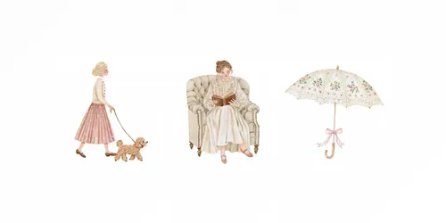 Romantic Coquette Watercolor Cliparts generated by midjourney