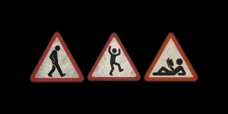 Humorous Stick Figure Warning Sign generated by undefined