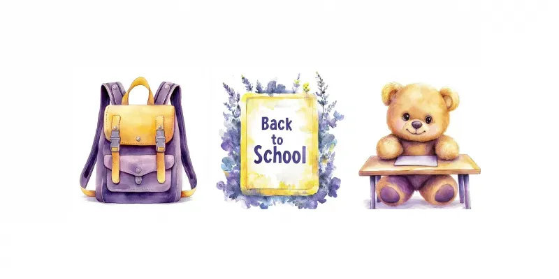 Back To School Adorable Violet Clipart generated by undefined