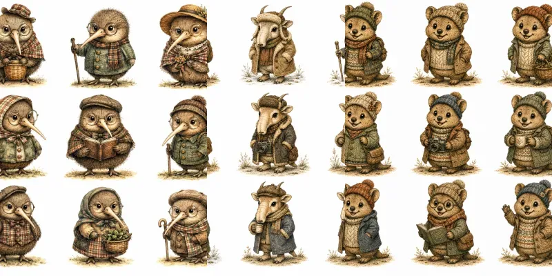Whimsical Vintage Animal Storybook Art generated by undefined