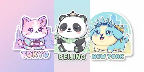 Kawaii City Animal Stickers generated by gemini-image
