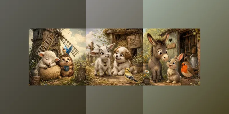 Whimsical Farmyard Animal Portraits generated by undefined