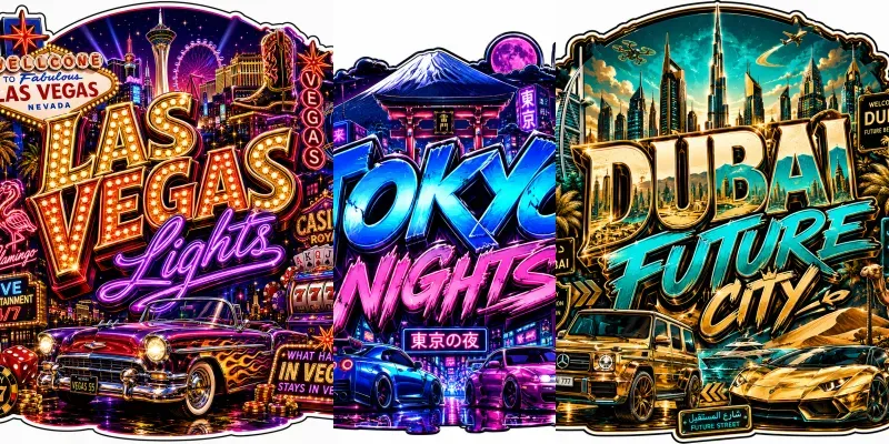 Urban Destination Sticker Generator generated by undefined