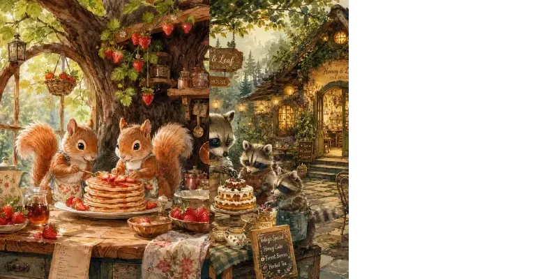 Glow Woodland Kitchen Tales Watercolors generated by undefined