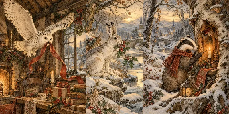 Antique Vintage Christmas Storybook Art
