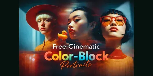 Free Cinematic Colorblock Portraits generated by midjourney