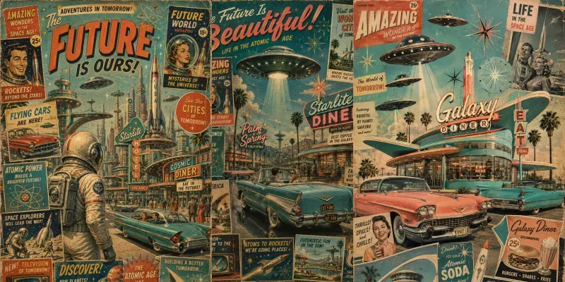 Space Age Retro Collage Poster Makers generated by undefined