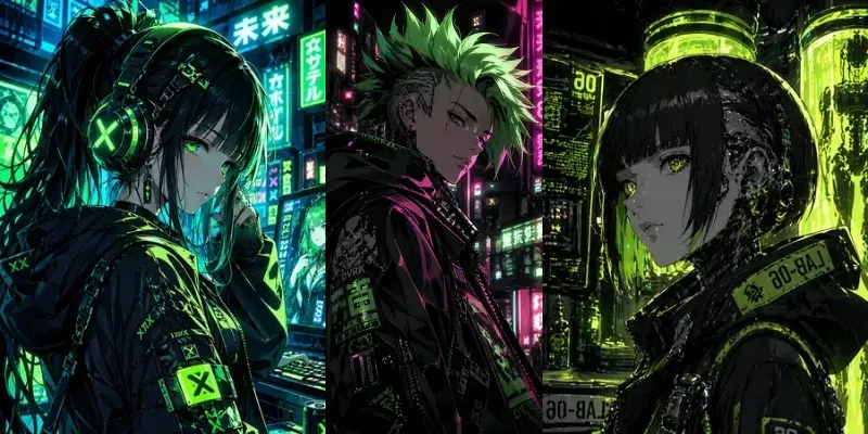 Neon Lime Cyberanime Aesthetics generated by undefined