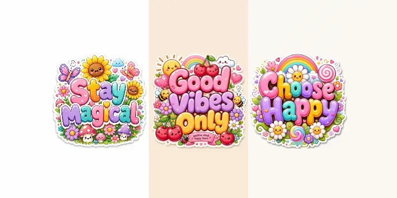 Whimsical Cute Typography Stickers generated by undefined