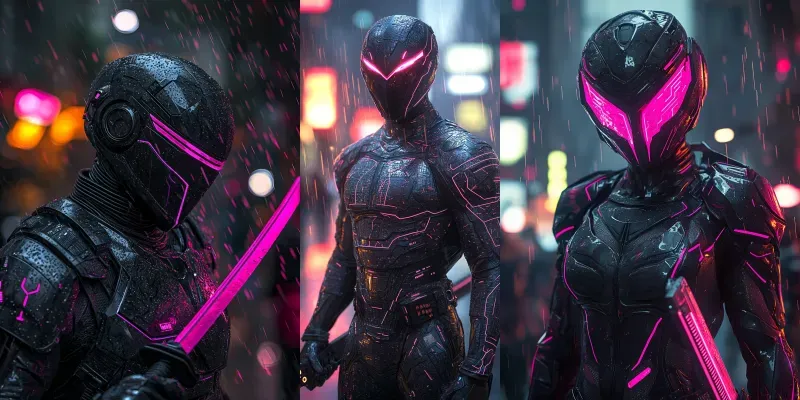 Magenta Neon Ronin Cyberpunk Portraits generated by undefined