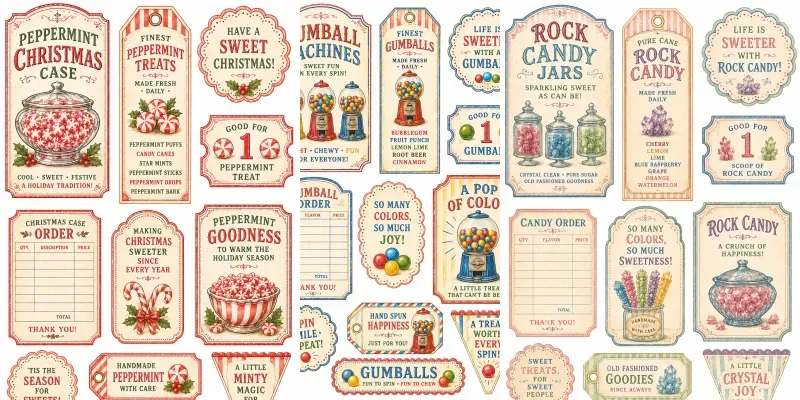 Vintage Candy Shop Ephemera generated by undefined