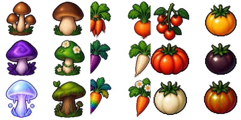 Cozy 16bit Farm Crop Sprite Sheets generated by undefined
