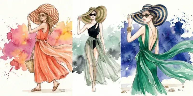 Summer Watercolor Fashion Illustration generated by undefined