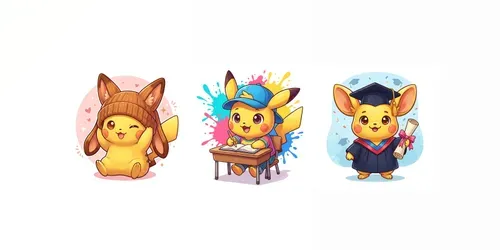 Pikachu Cute Kawaii Stickers generated by gemini-image
