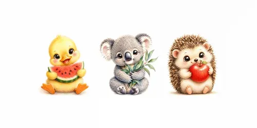 Cute Animal Fruit Friends Handdrawn generated by chatgpt-image