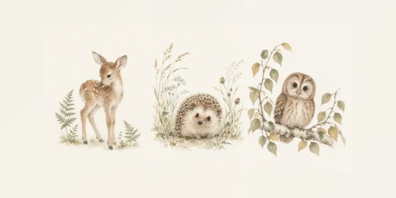 Woodland Animal Watercolor Portraits generated by undefined