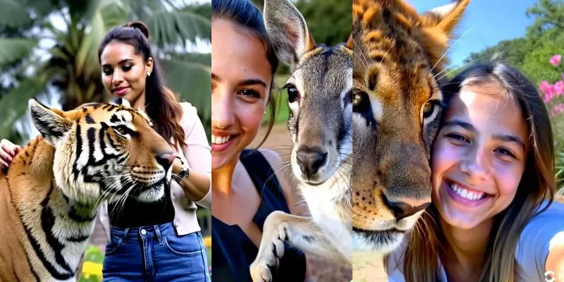 Selfie Videos Girls With Exotic Animals generated by undefined