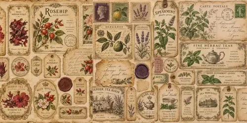 Victorian Botanical Tea Ephemera Sheets generated by chatgpt-image
