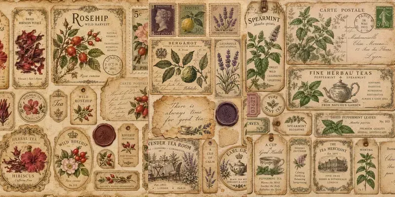 Victorian Botanical Tea Ephemera Sheets