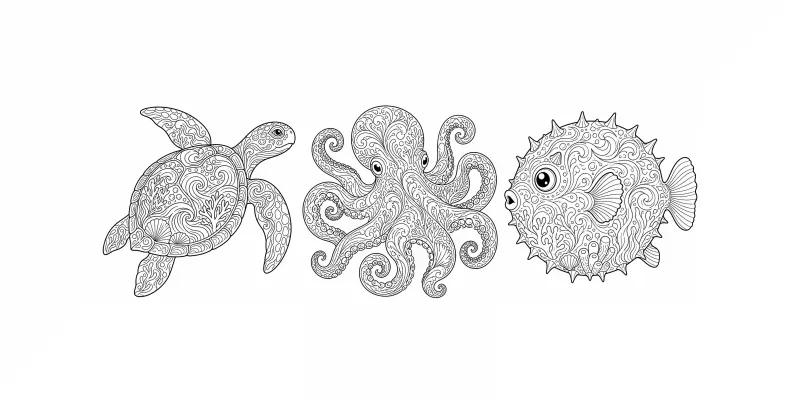 Marine Animal Flow Pattern Coloring Pages generated by undefined