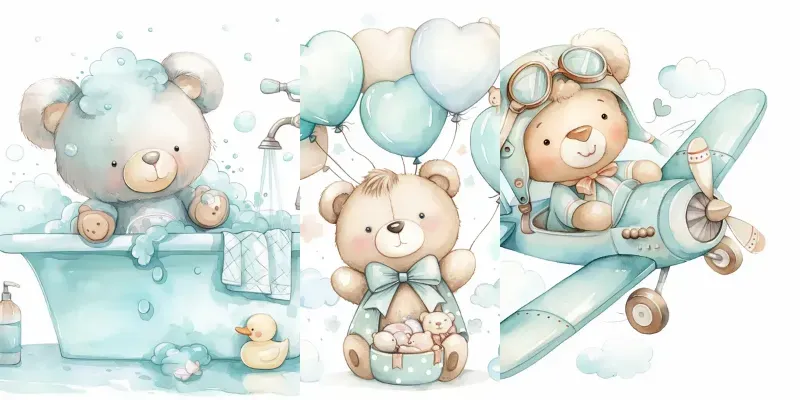 Cute Teddy Baby Shower Air To Sea generated by undefined