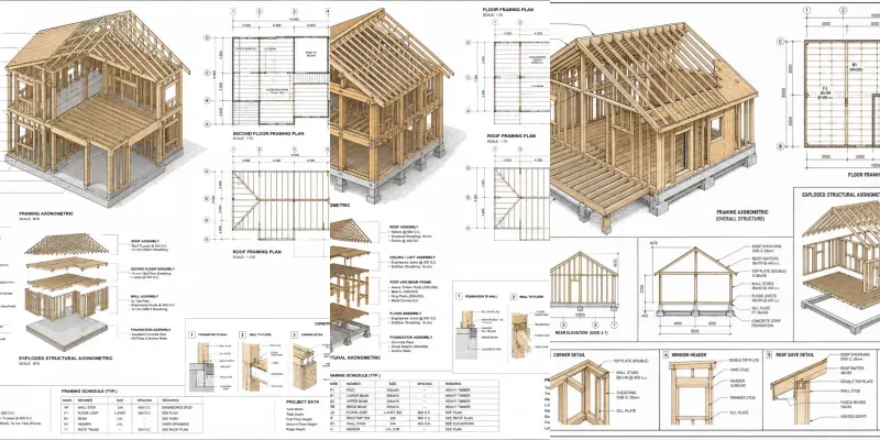 Timber Frame Construction Drawing Gens generated by undefined