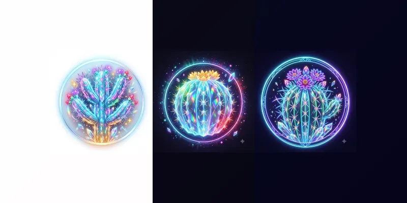 Neon Crystal Cactus Emblems generated by undefined
