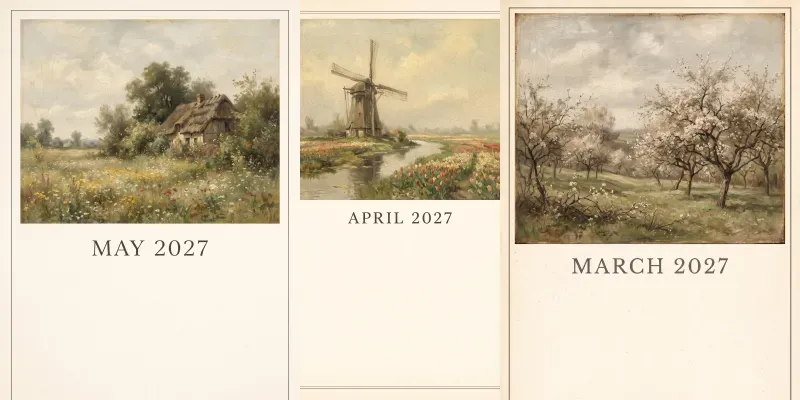 Vintage Painting 2027 Calendar Pages