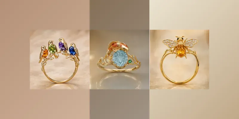 Enchanted Gemstone Fantasy Gold Rings generated by undefined