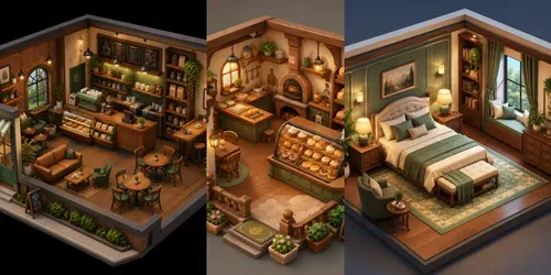 Stylized Cutaway Interior Worlds generated by chatgpt-image