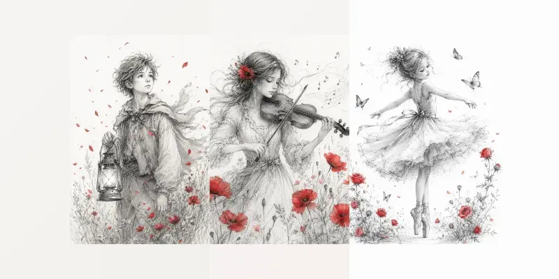 Whimsical Pencil Sketches generated by undefined