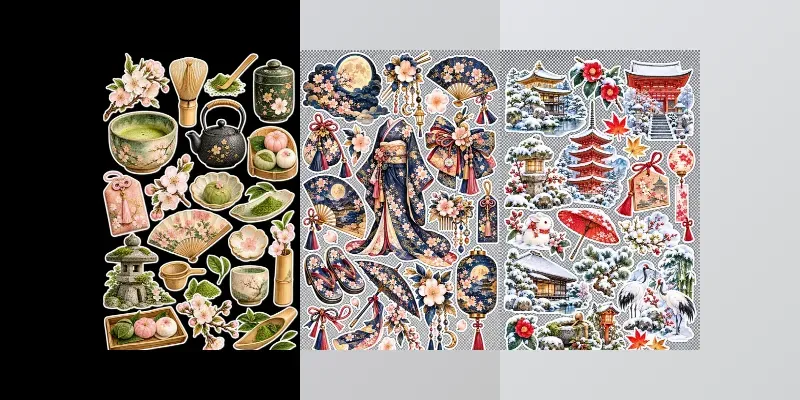 Japanese Kawaii Watercolor Sticker Sheets