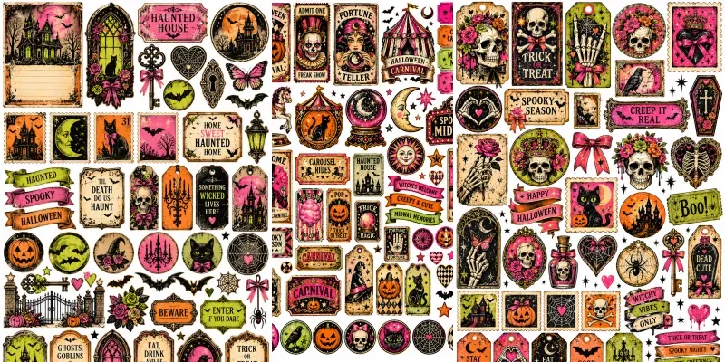 Vintage Halloween Junk Journal Clipart