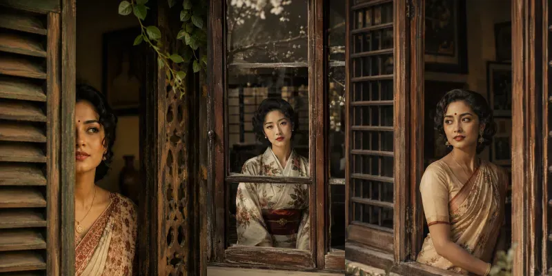 Vintage Window Princess Portraits generated by undefined